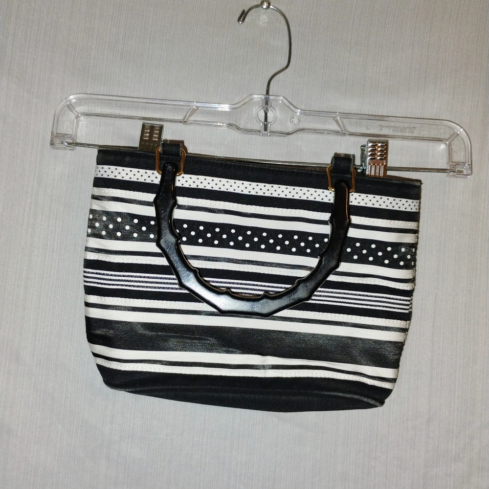 Tiannl Black and White Striped Mini Bag
